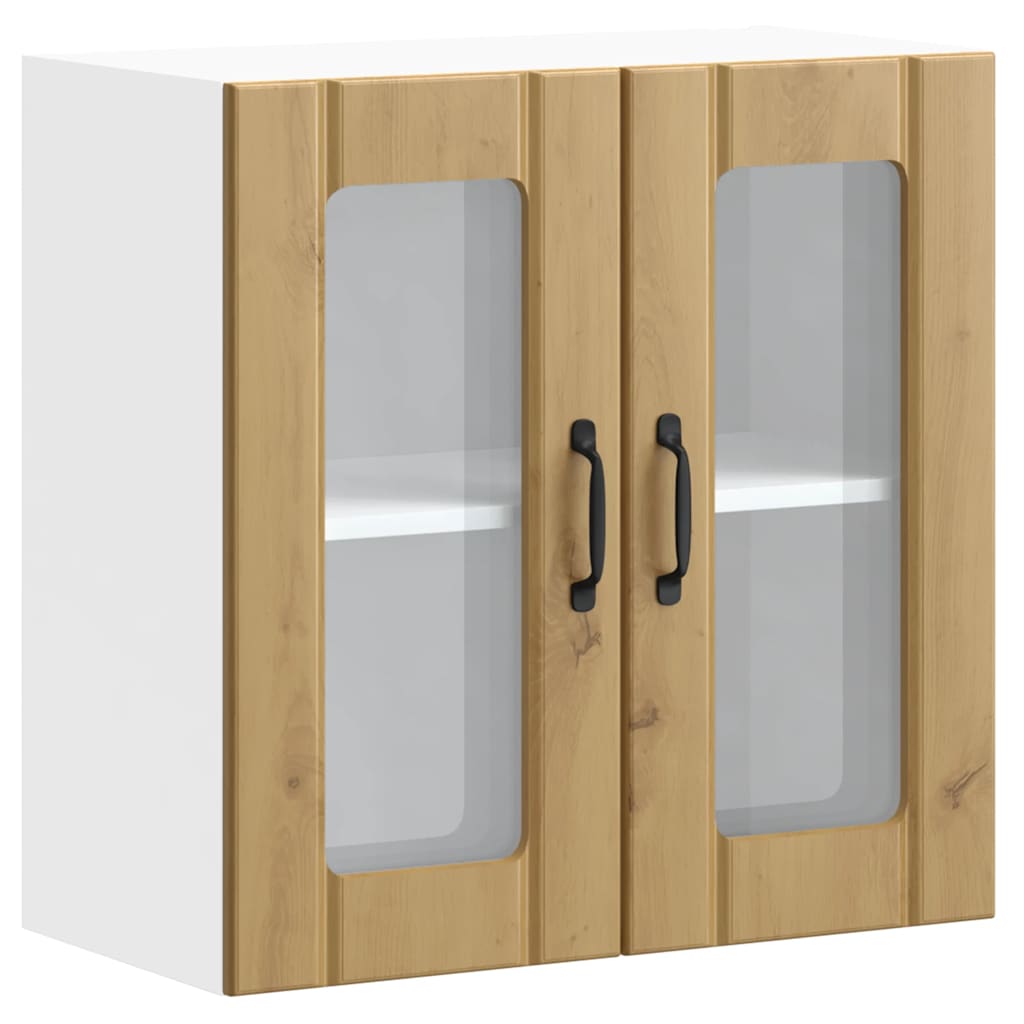 køkkenvægskab med vitrinelåge "Lucca" håndlavet eg i konstrueret træ