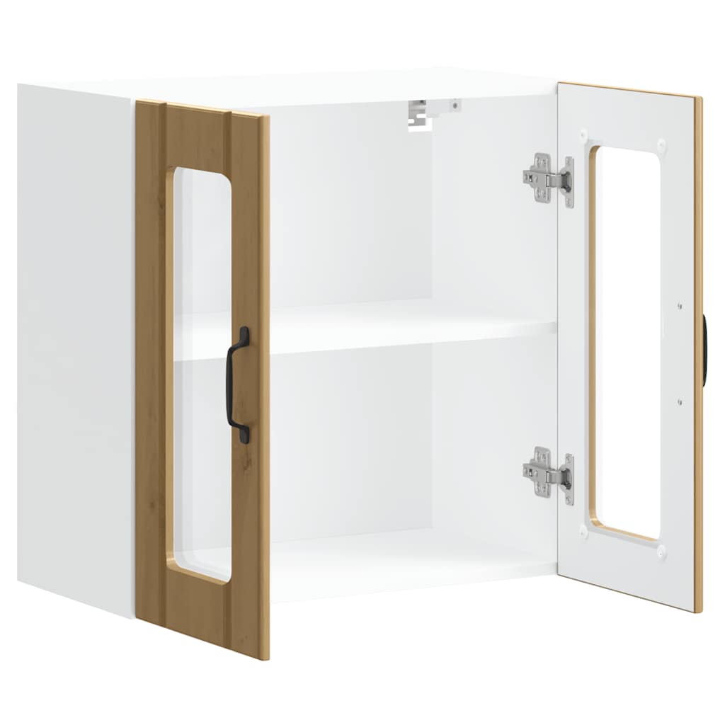 køkkenvægskab med vitrinelåge "Lucca" håndlavet eg i konstrueret træ