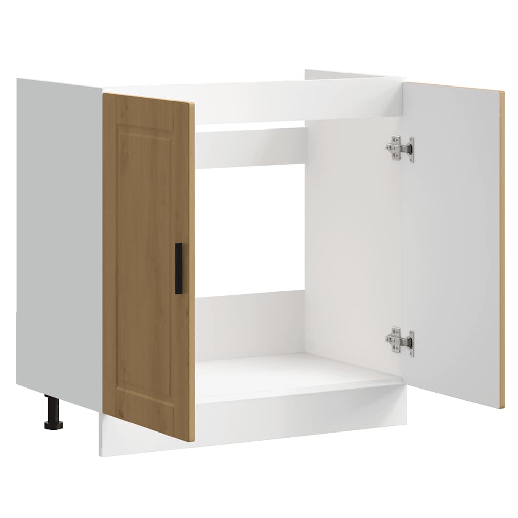 underskab til vask Porto 80x46x81,5 cm konstrueret træ egetræ