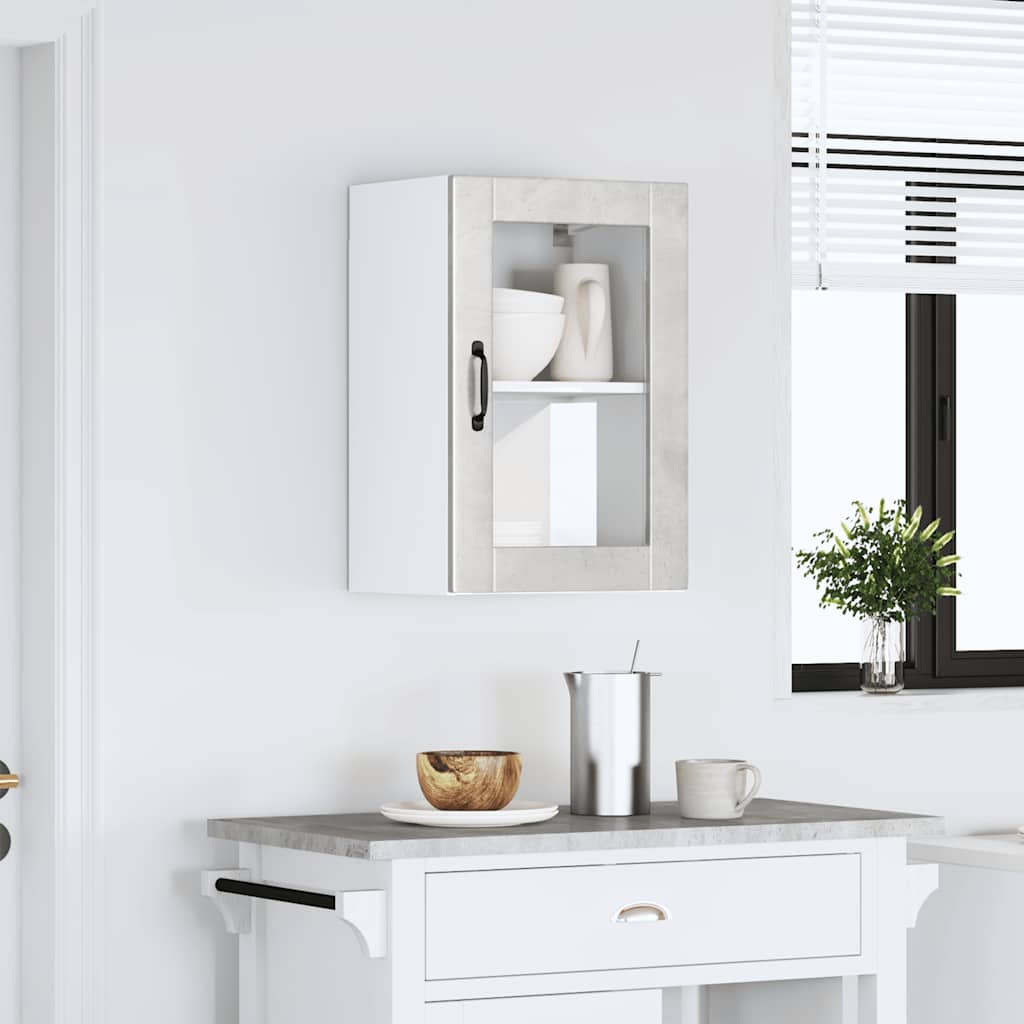 Køkkenvægskab med glasdør Porto betongrå