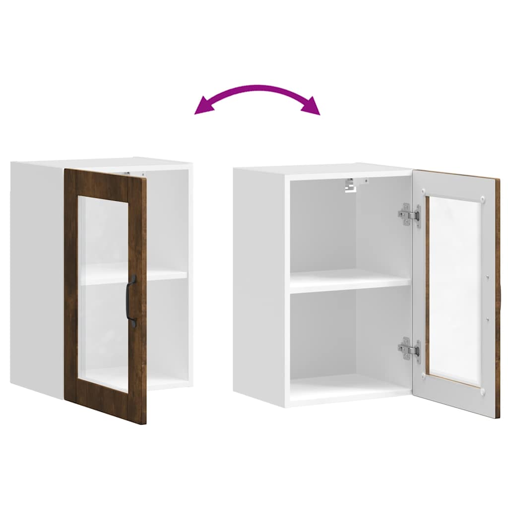 Køkkenvægskab med glasdør Porto røget egetræsfarve