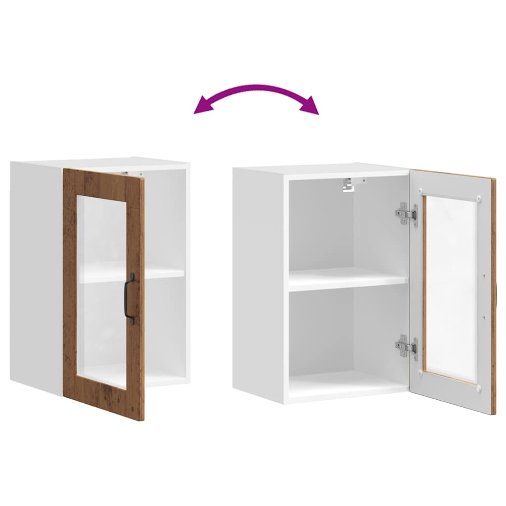 Køkkenvægskab med glasdør Porto antikt træ