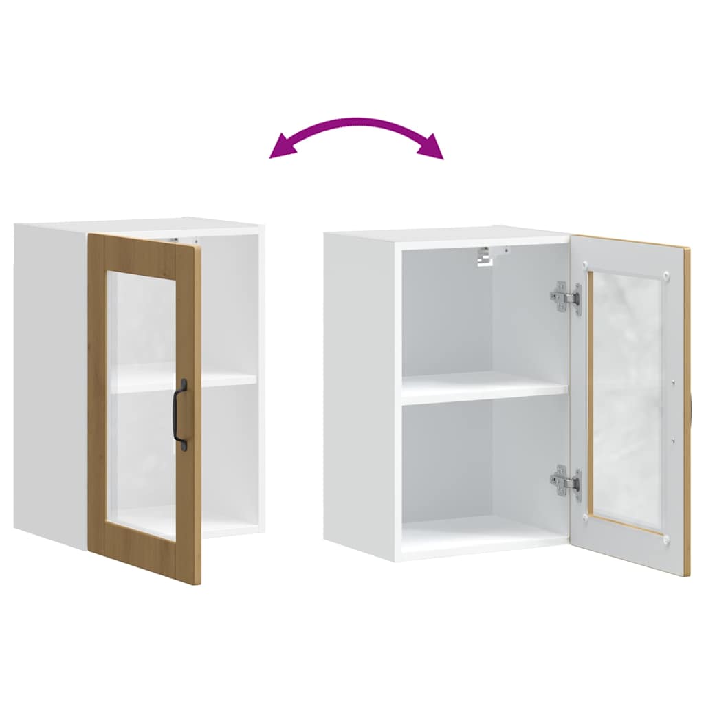 Køkkenvægskab med glasdør Porto egetræsfarvet