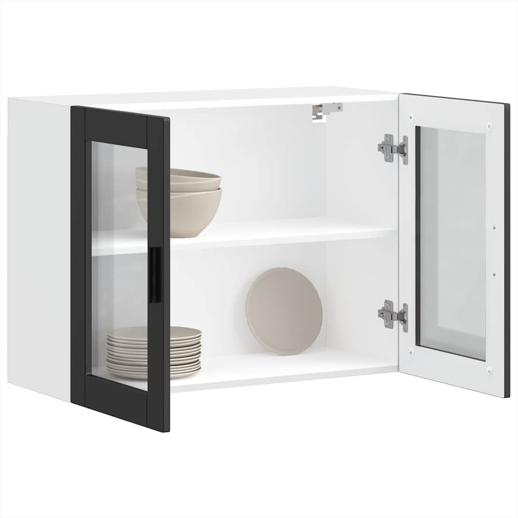 Køkkenvægskab med glasdør Porto sort