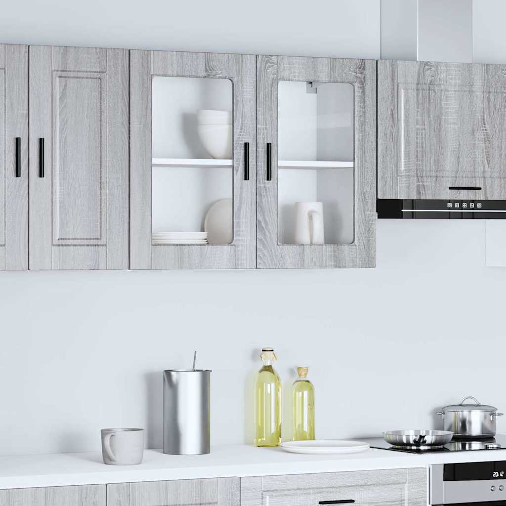 Køkkenvægskab med glasdør Porto grå sonoma-eg