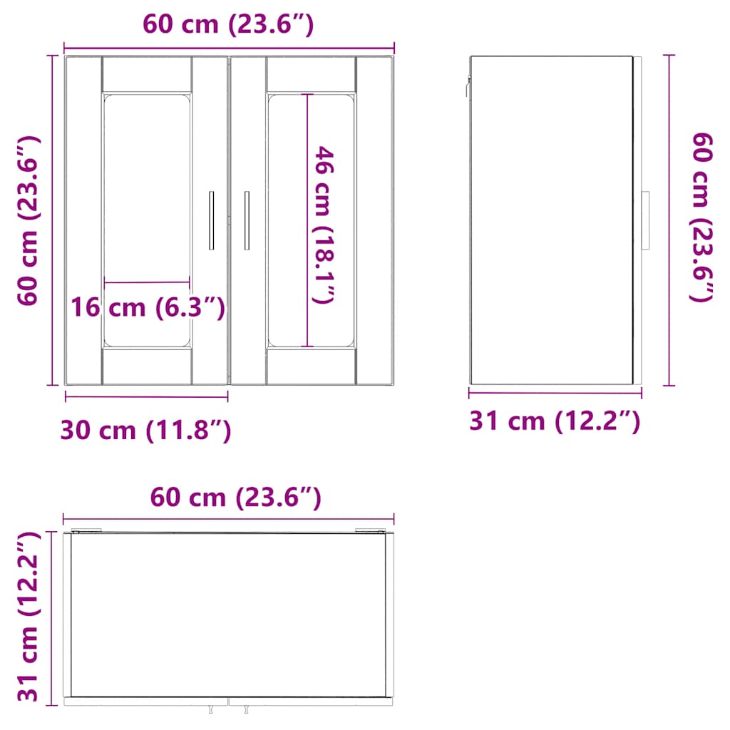 Køkkenvægskab med glasdør Porto sonoma-eg