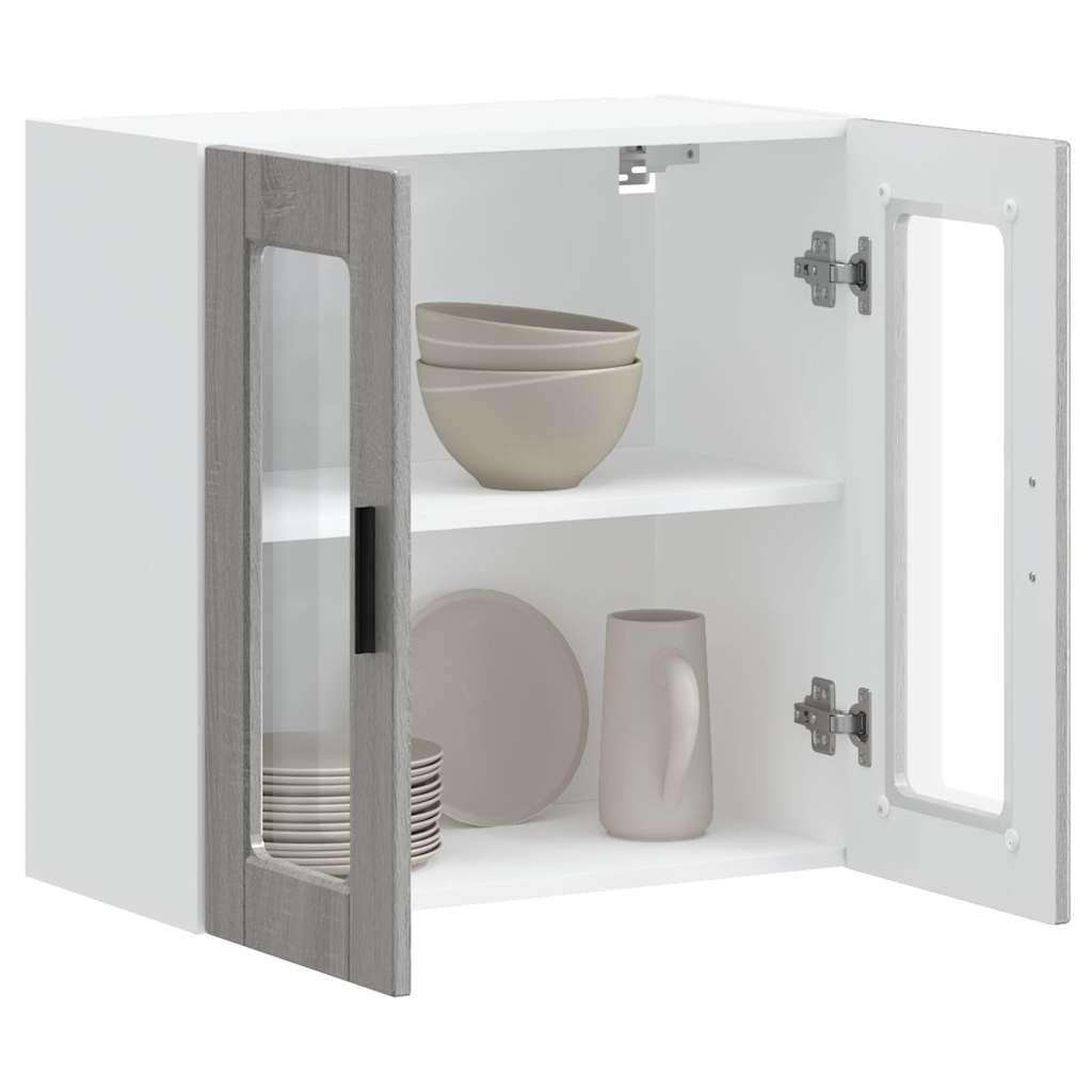 Køkkenvægskab med glasdør Porto grå sonoma-eg
