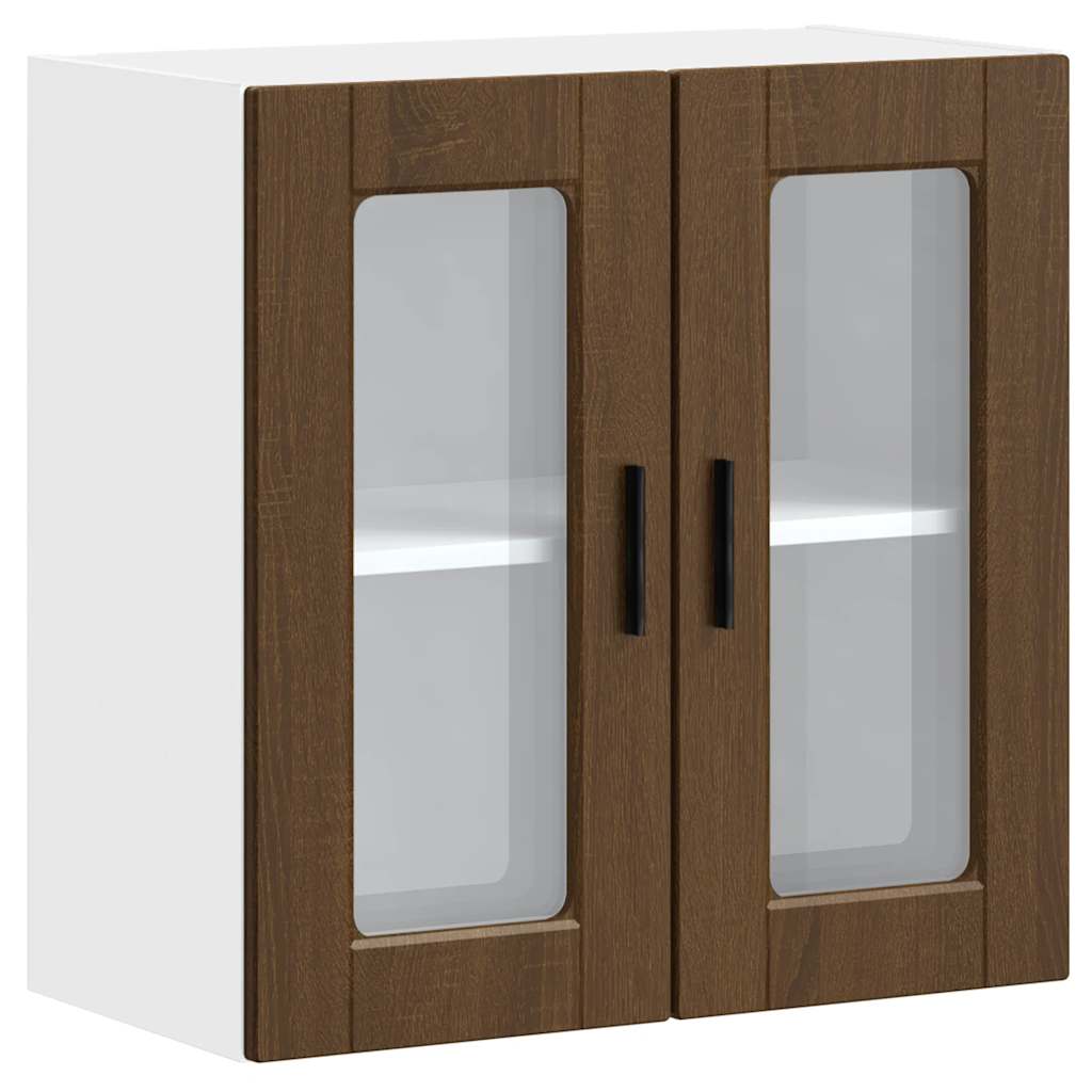 Køkkenvægskab med glasdør Porto brun egetræsfarve