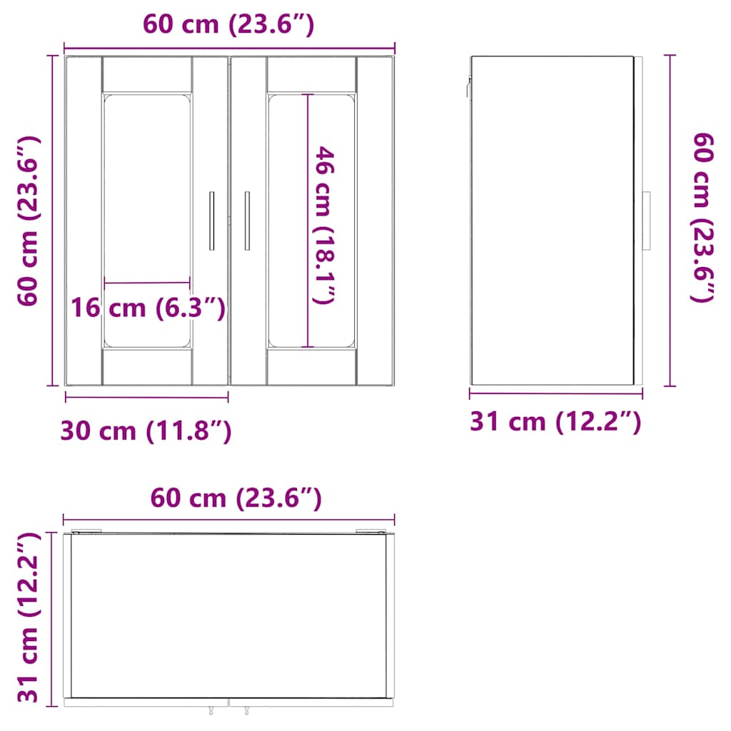 Køkkenvægskab med glasdør Porto brun egetræsfarve