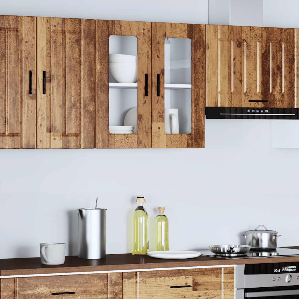 Køkkenvægskab med glasdør Porto antikt træ