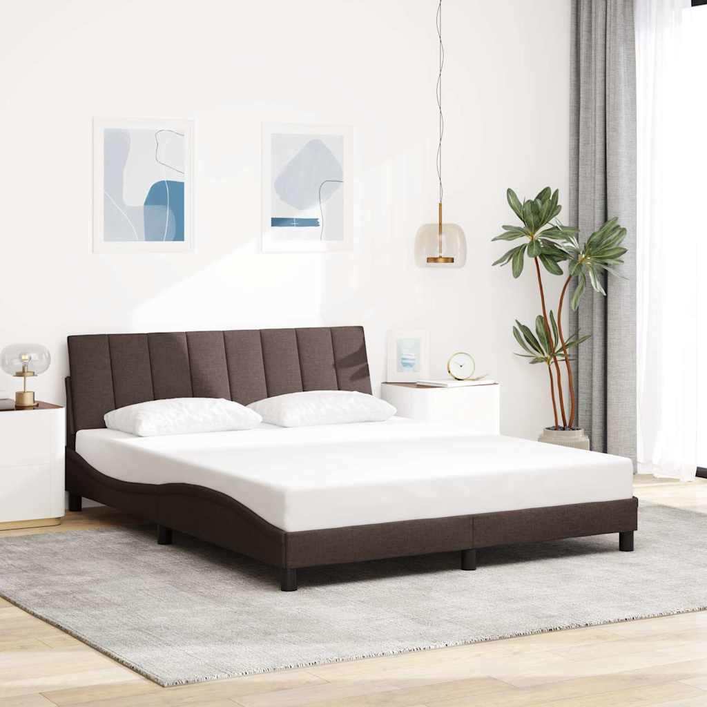 sengeramme uden madras Hanko 160x200 cm stof mørkebrun