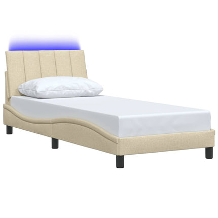 sengeramme uden madras Hanko 90x190 cm stof cremefarvet