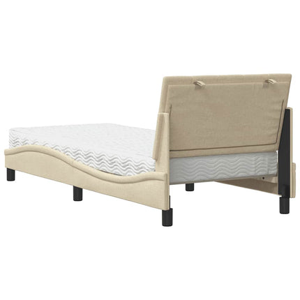 seng med madras Hanko 90x190 cm stof cremefarvet