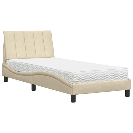 seng med madras Hanko 90x200 cm stof cremefarvet