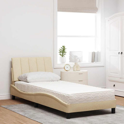 seng med madras Hanko 90x200 cm stof cremefarvet