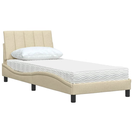 seng med madras Hanko 90x200 cm stof cremefarvet
