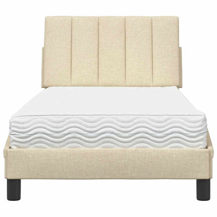 seng med madras Hanko 90x200 cm stof cremefarvet