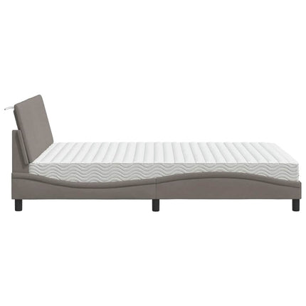 seng med madras Hanko 140x190 cm stof gråbrun