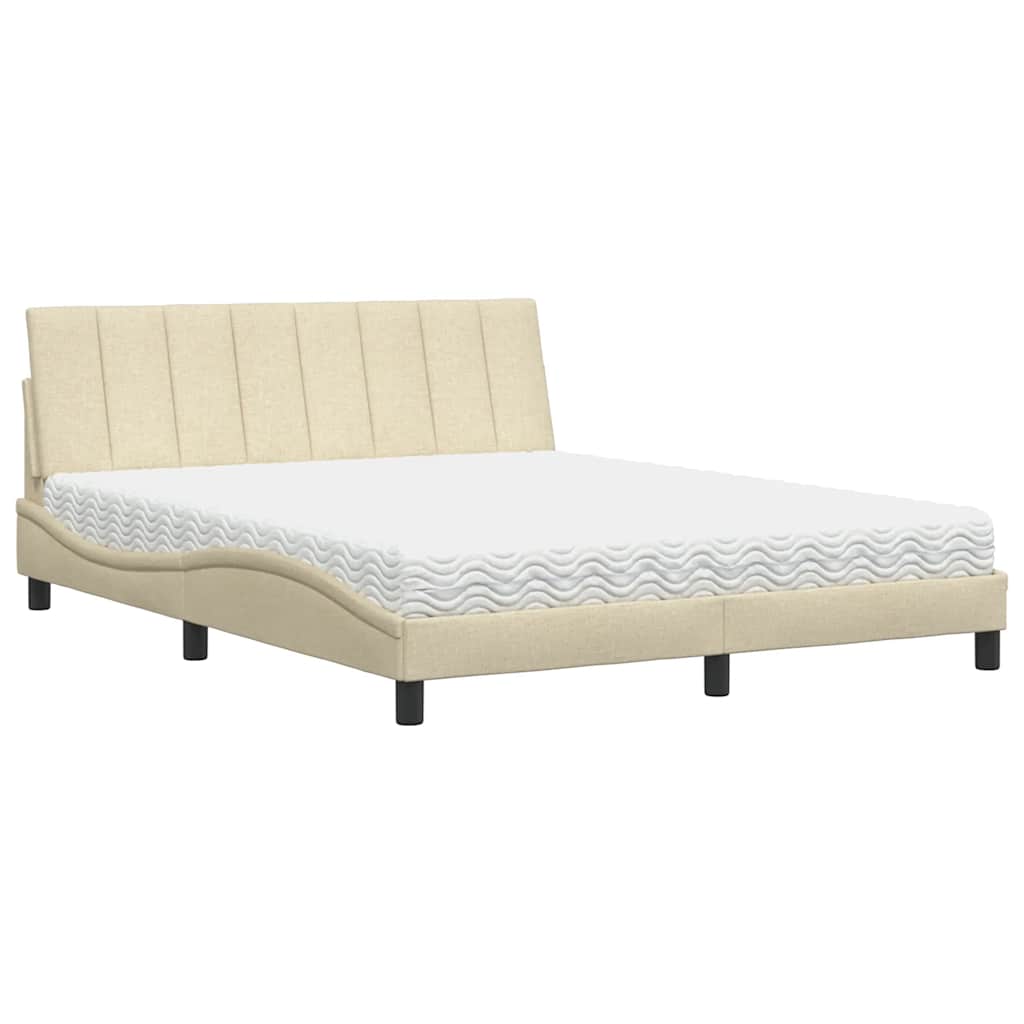 seng med madras Hanko 160x200 cm stof cremefarvet