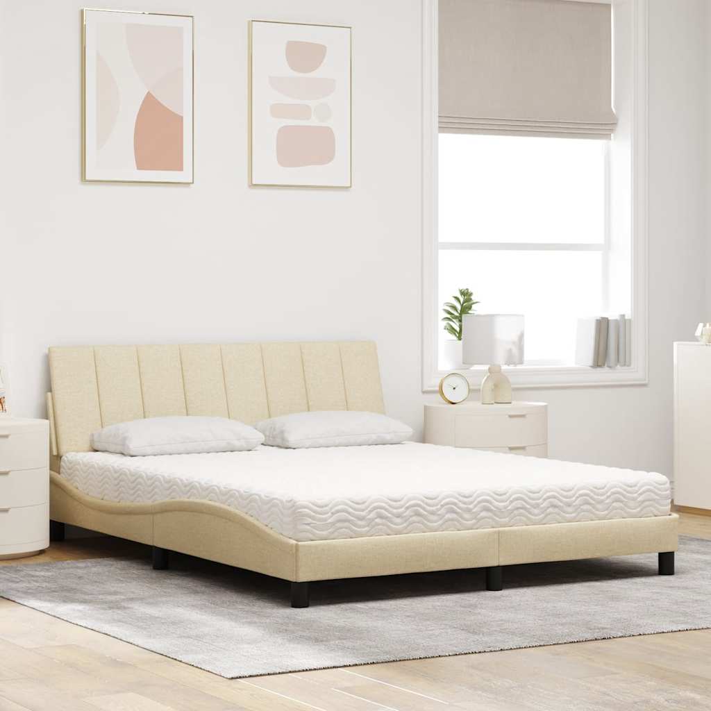 seng med madras Hanko 160x200 cm stof cremefarvet