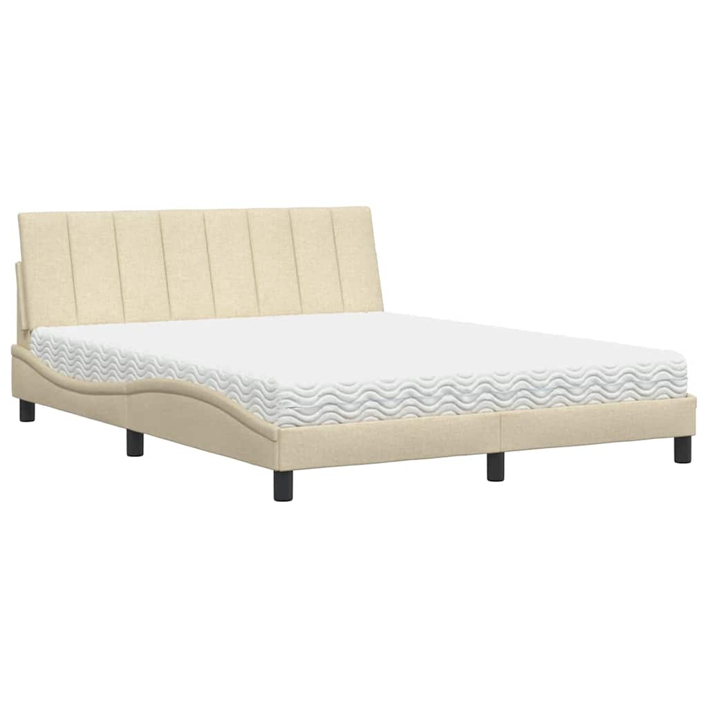 seng med madras Hanko 160x200 cm stof cremefarvet