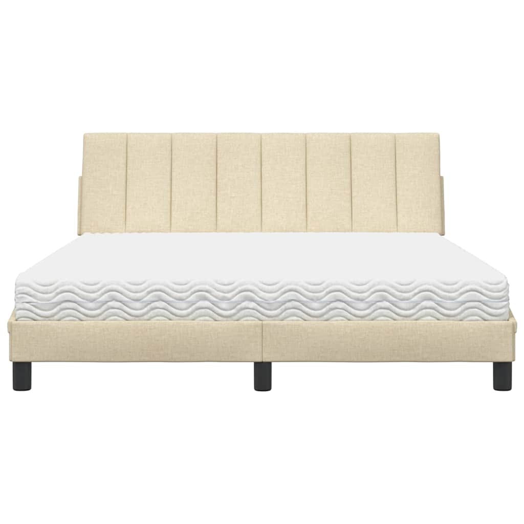 seng med madras Hanko 160x200 cm stof cremefarvet