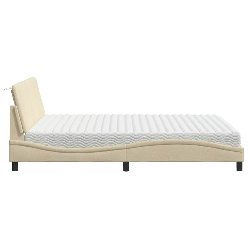 seng med madras Hanko 160x200 cm stof cremefarvet
