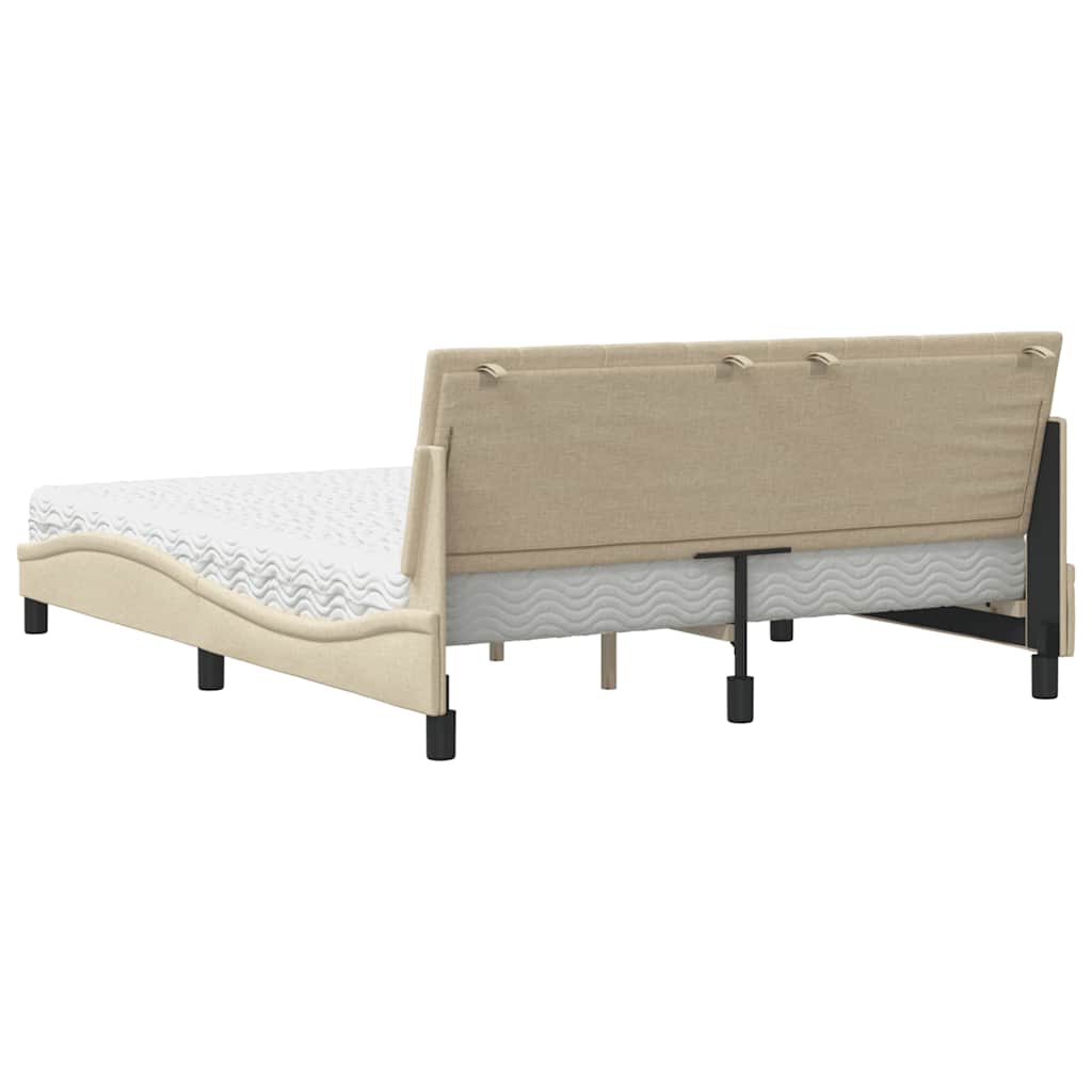 seng med madras Hanko 160x200 cm stof cremefarvet