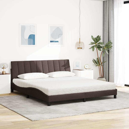 seng med madras Hanko 180x200 cm stof mørkebrun