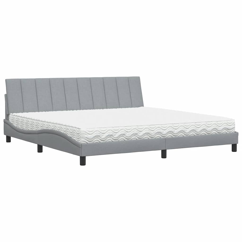seng med madras Hanko 200x200 cm stof lysegrå