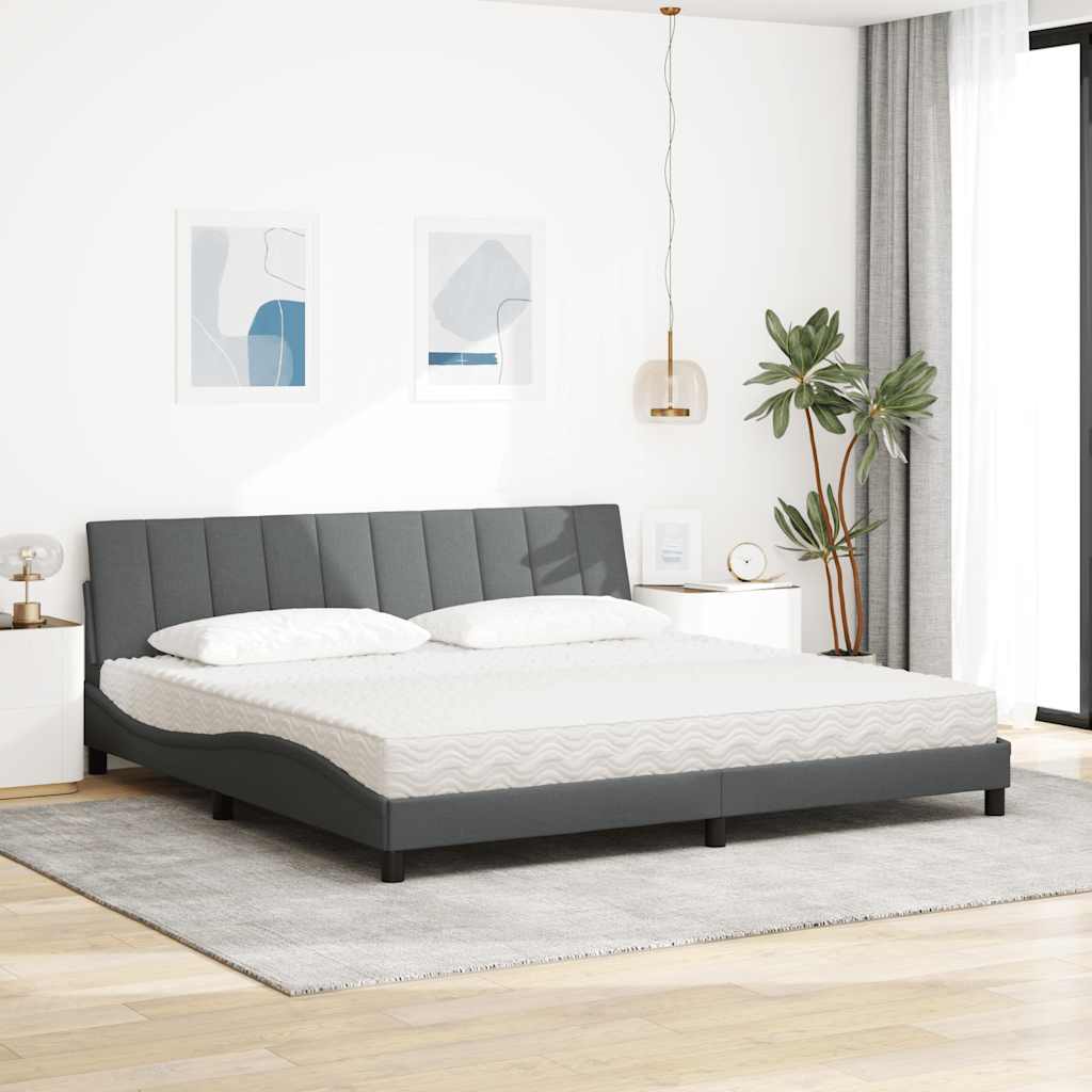 seng med madras Hanko 200x200 cm stof lysegrå