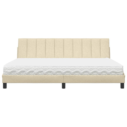 seng med madras Hanko 200x200 cm stof cremefarvet