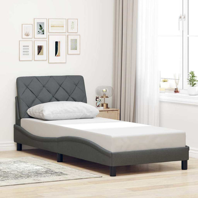 Sengeramme uden madras Mørkegrå 80x200 cm Stof