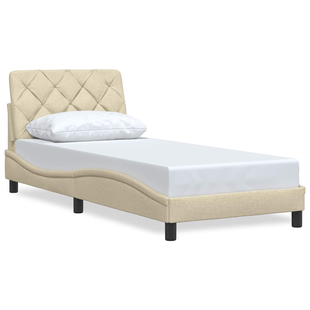 sengeramme uden madras 80x200 cm stof cremefarvet