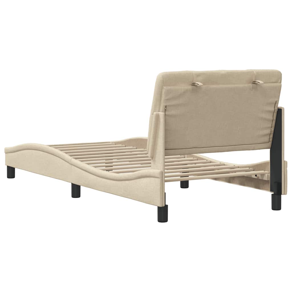sengeramme uden madras 80x200 cm stof cremefarvet