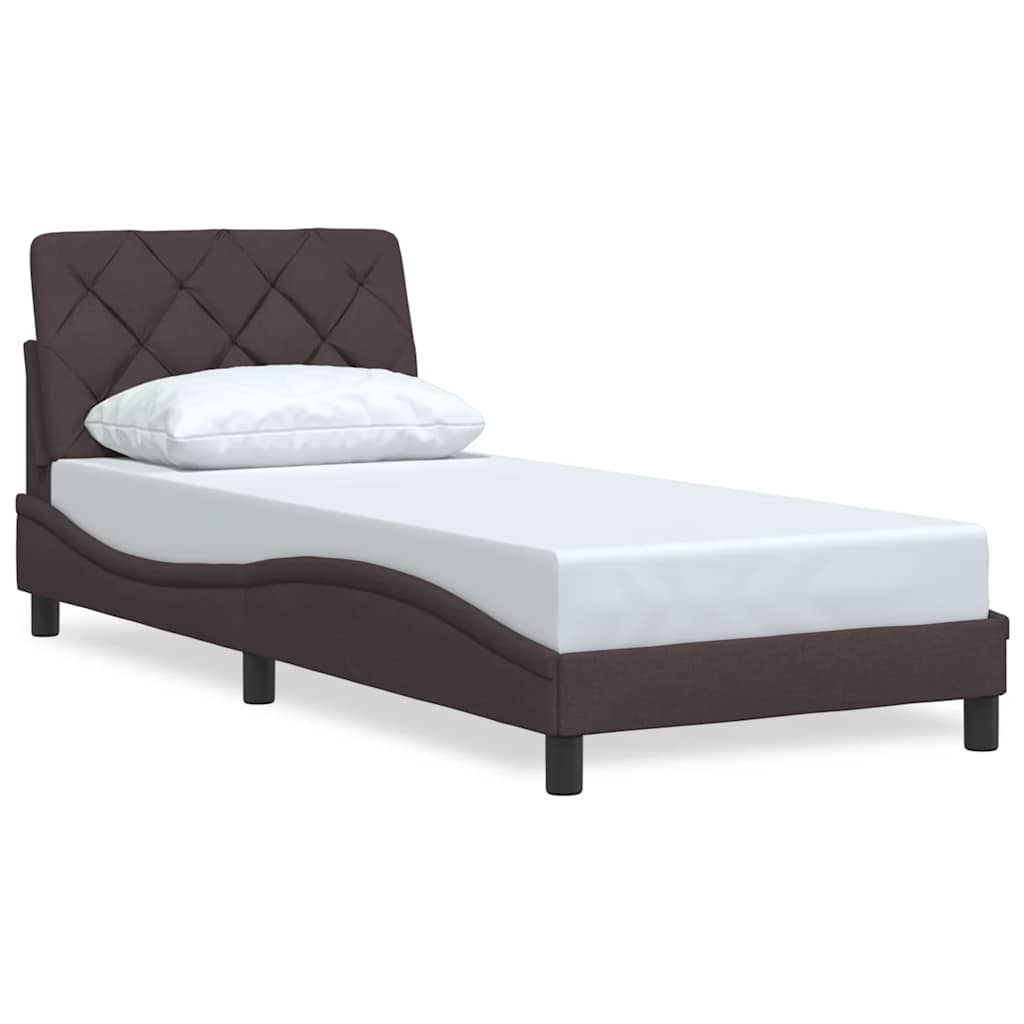 Sengeramme uden madras Mørkebrun 90x190 cm Stof