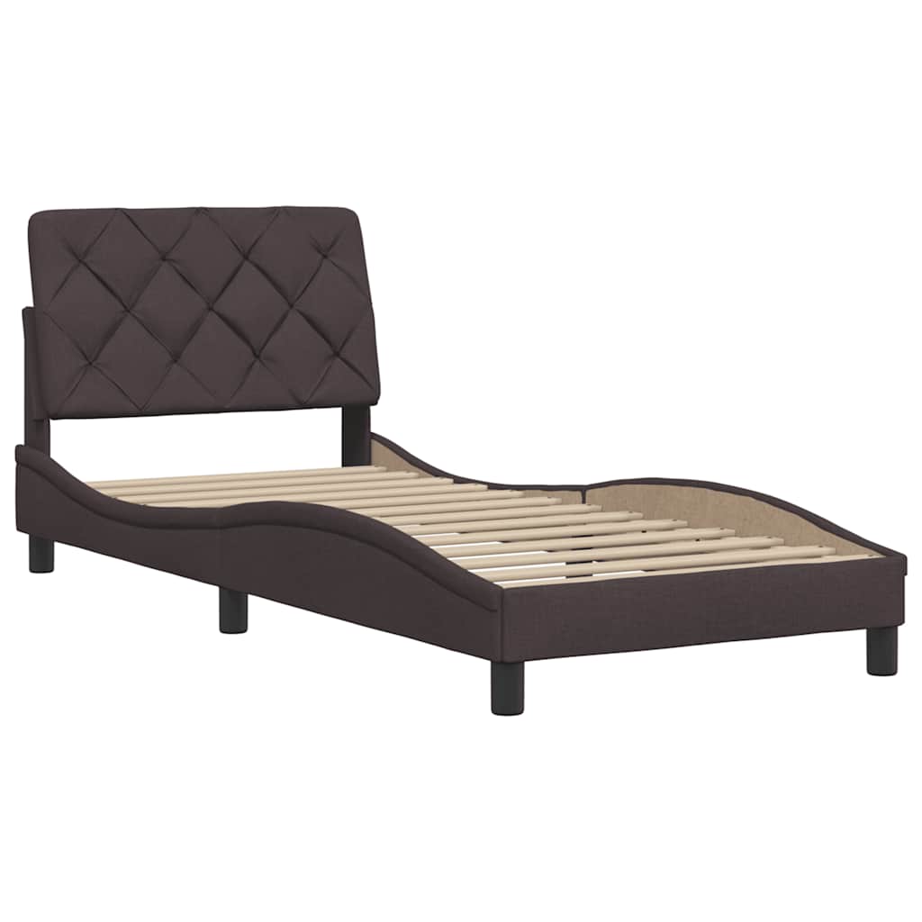 Sengeramme uden madras Mørkebrun 90x190 cm Stof