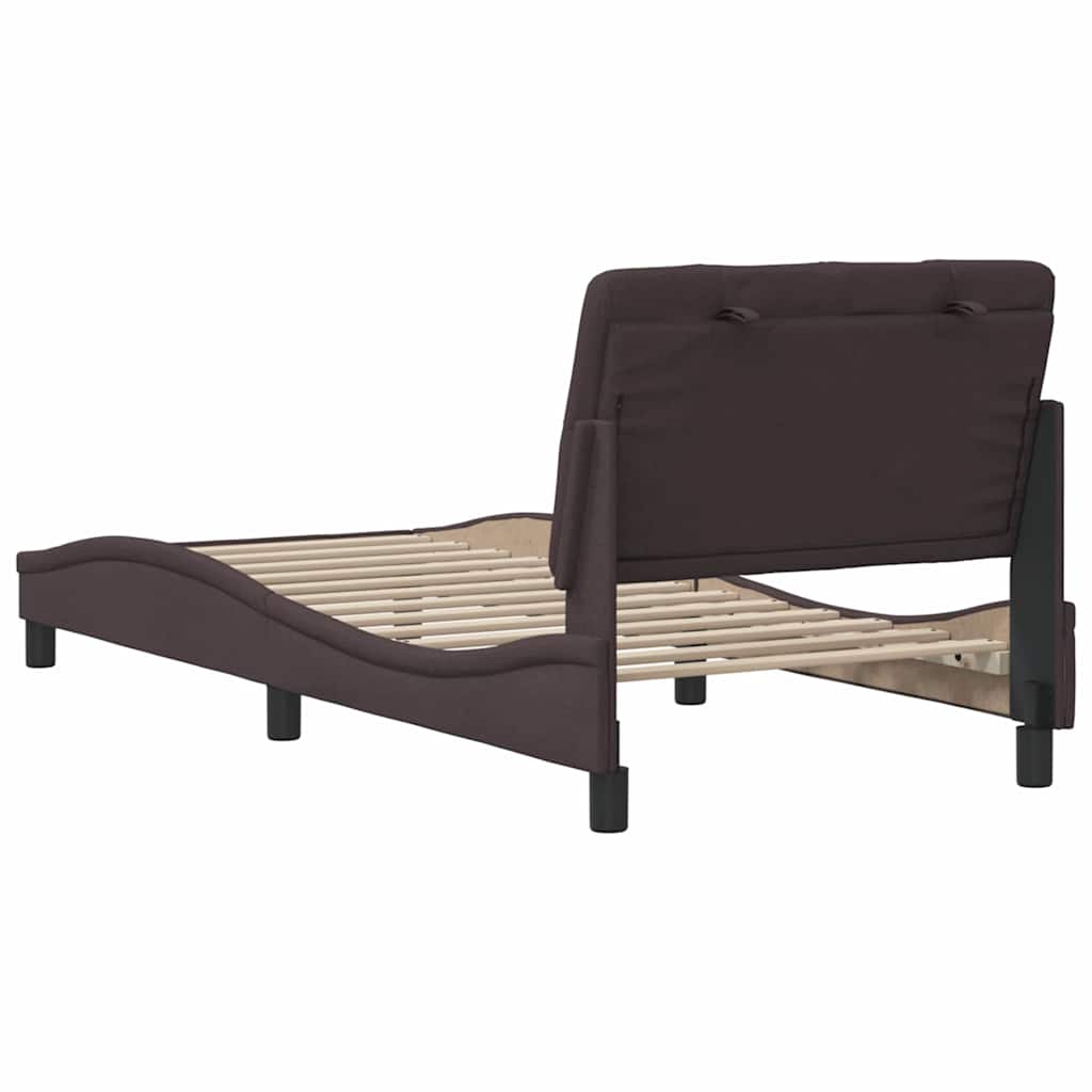 Sengeramme uden madras Mørkebrun 90x190 cm Stof