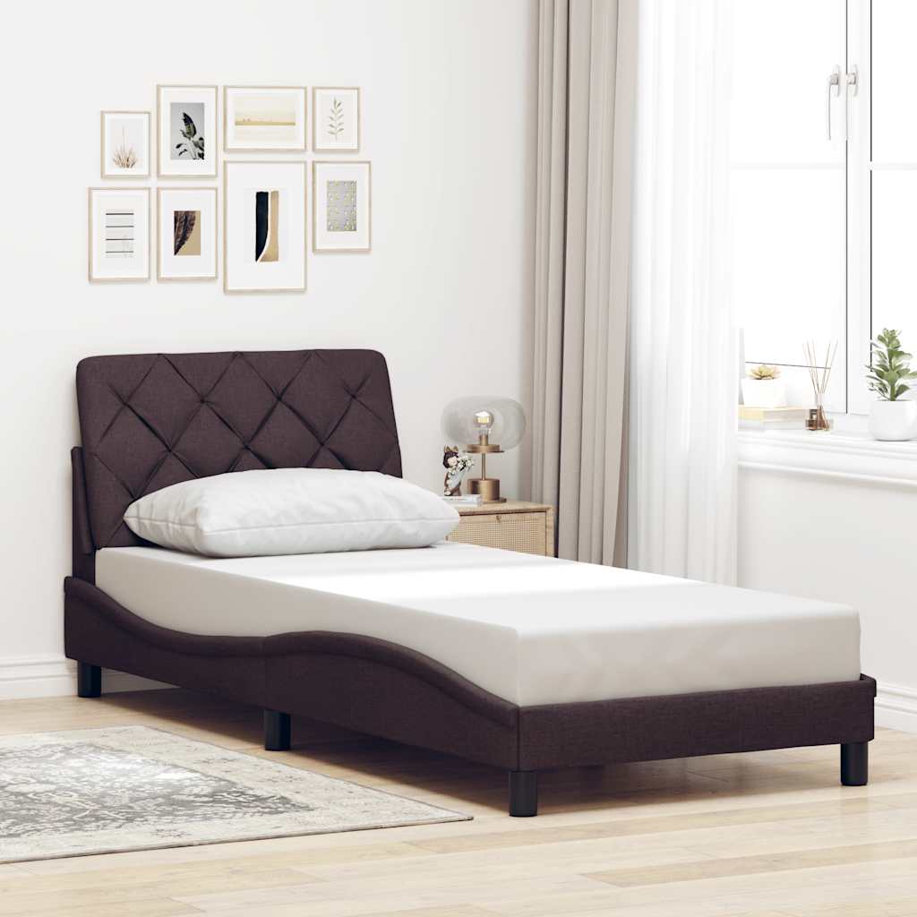 Sengeramme uden madras Mørkebrun 90x190 cm Stof