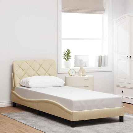 sengeramme uden madras 90x190 cm stof cremefarvet