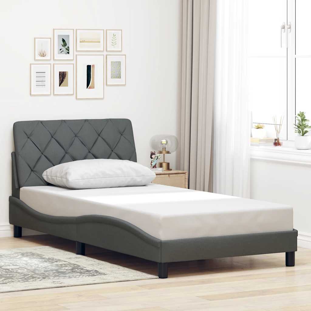 Sengeramme uden madras Mørkegrå 100x200 cm Stof