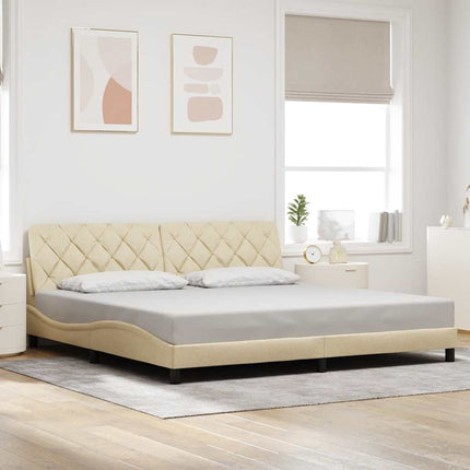 sengeramme uden madras 200x200 cm stof cremefarvet