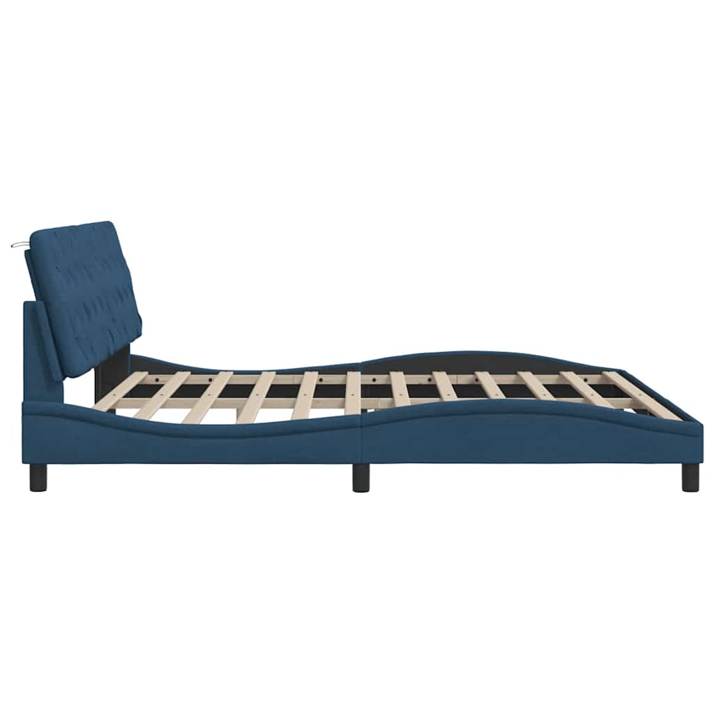sengeramme uden madras 200x200 cm stof blå