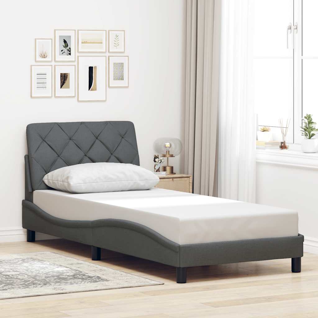sengeramme med LED uden madras 80x200 cm stof mørkegrå