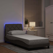 sengeramme med LED uden madras 80x200 cm stof gråbrun