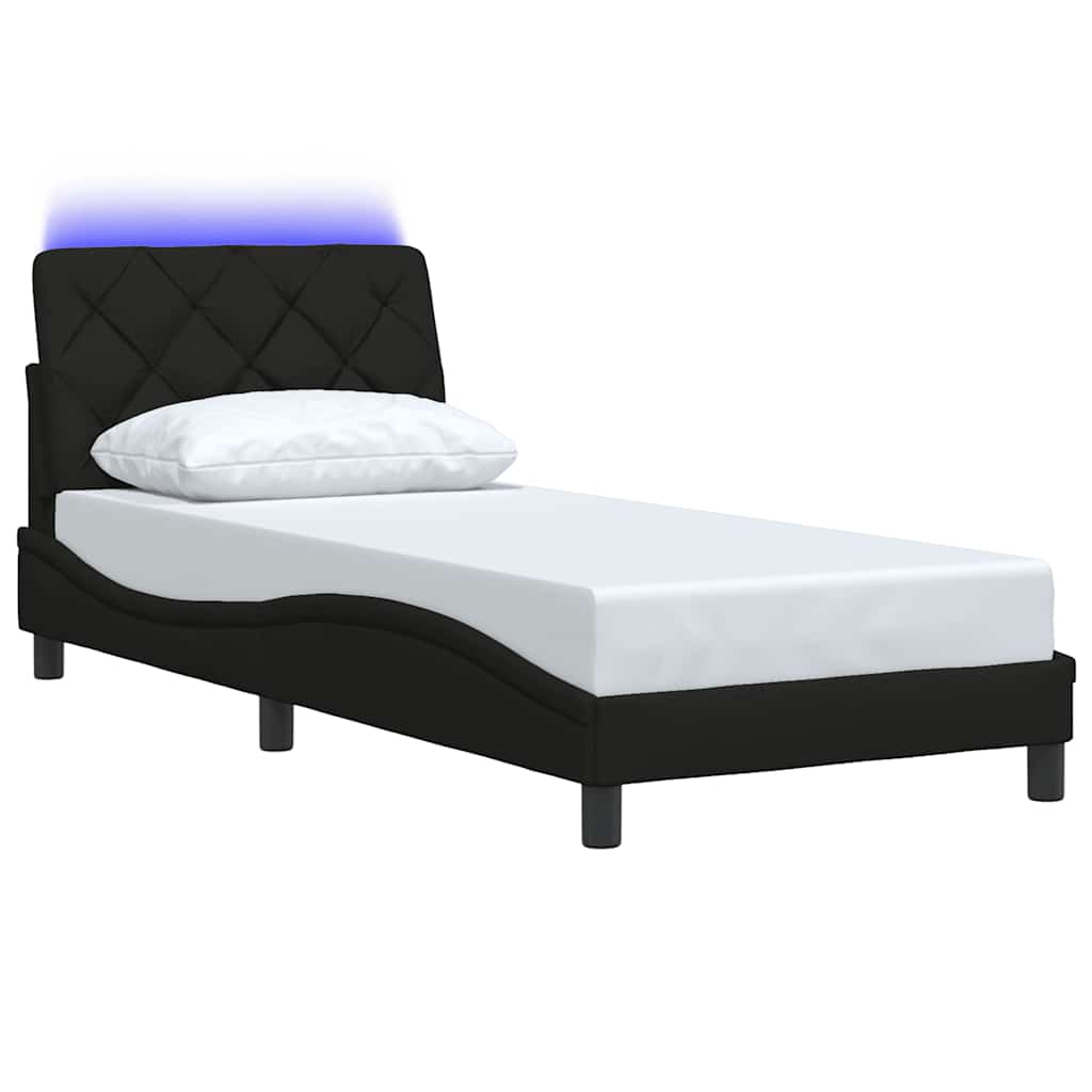 sengeramme med LED uden madras 90x190 cm stof sort