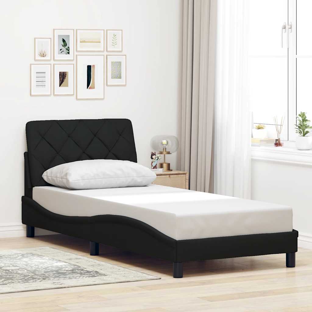 sengeramme med LED uden madras 90x190 cm stof sort