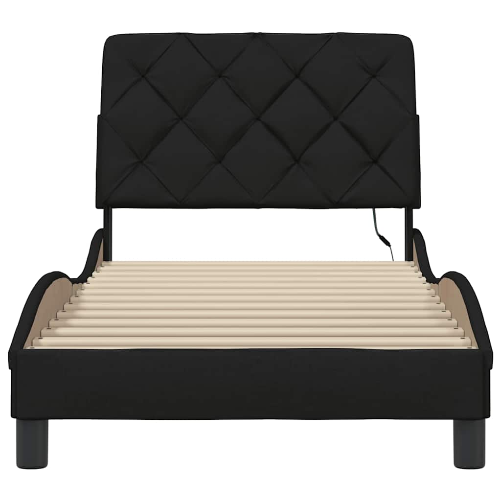 sengeramme med LED uden madras 90x190 cm stof sort