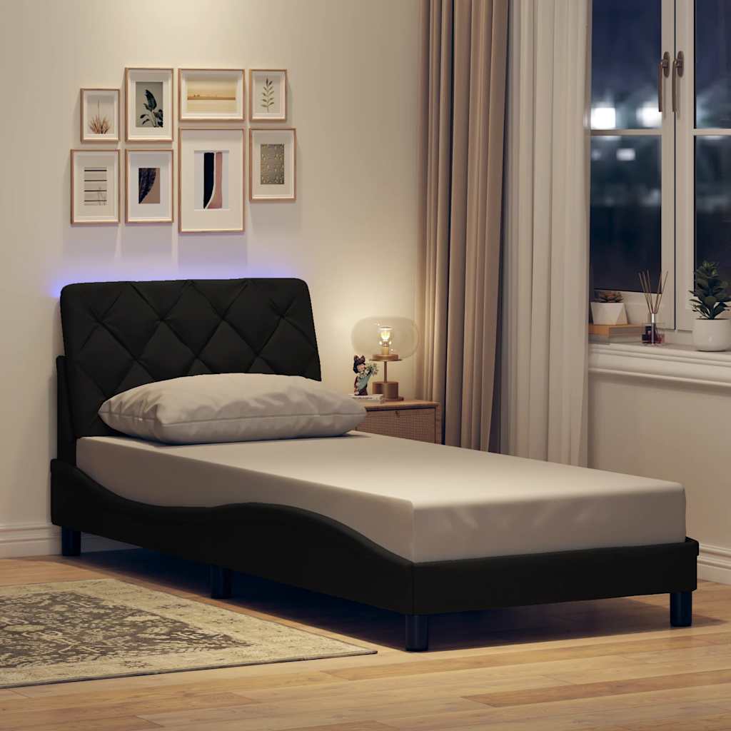 sengeramme med LED uden madras 90x190 cm stof sort