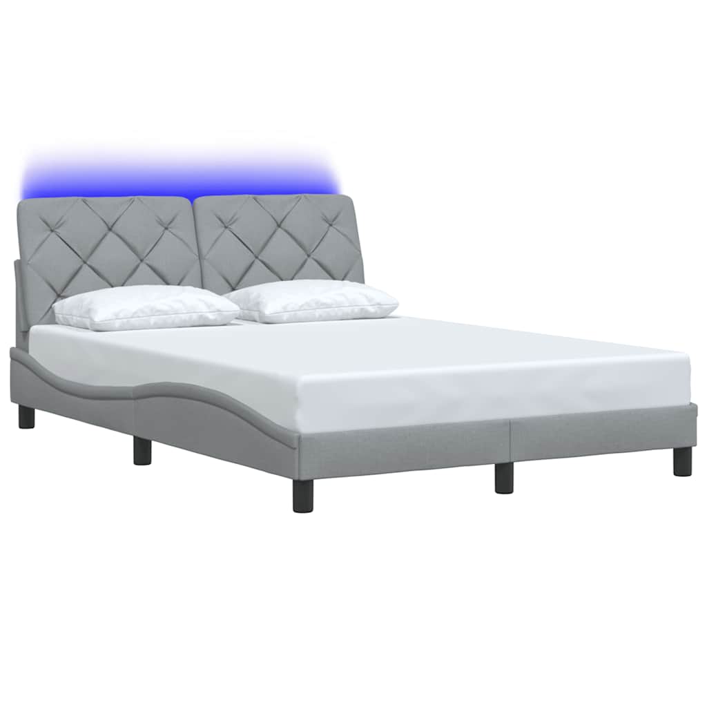 Sengeramme med LED uden madras 120x200 cm stof lysegrå